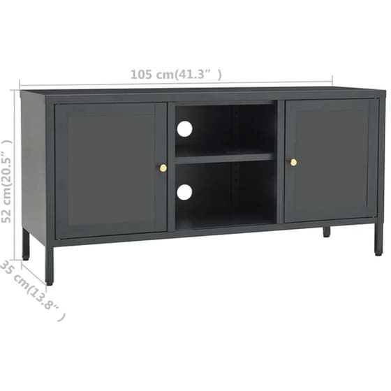 Έπιπλο Τηλεόρασης VidaXL Ατσάλι Και Γυαλί 105x35x52cm - Ανθρακί image 9