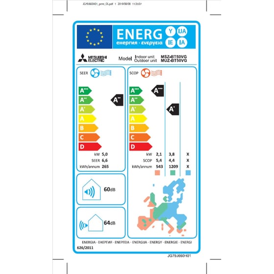MITSUBISHI Electric MSZ/MUZ-BT50VGK Κλιματιστικό Inverter 18.000 BTU Α++/Α+++ με Wi-Fi image 4