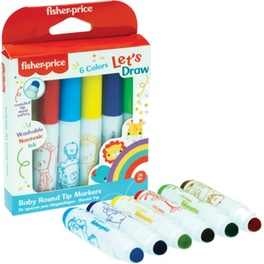 Μαρκαδόροι Ζωγραφικής Fisher Price Baby Round Tip Let's Draw (6 Τεμάχια)