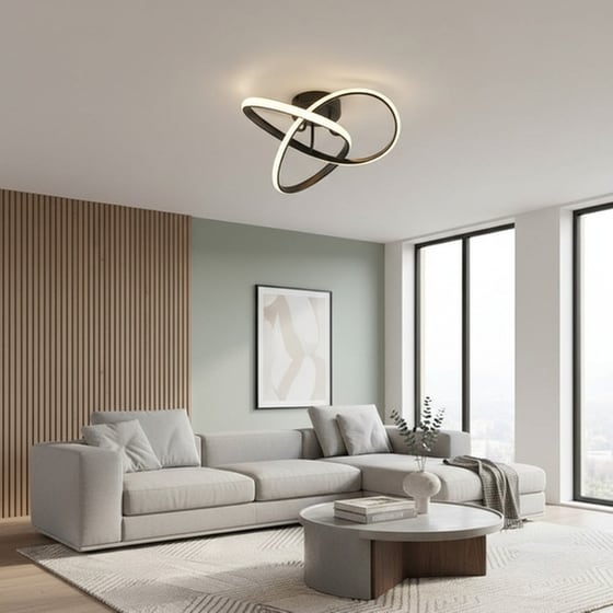 Trio Lighting Πλαφονιέρα Οροφής 40εκ. Μαύρη με Ενσωματωμένο LED image 2
