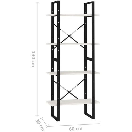 Βιβλιοθήκη VidaXL από Ξύλο 60x30x140cm - Λευκό/Μαύρο image 8