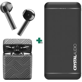 Ακουστικά Bluetooth Cellular Line Music Sound Grey + Powerbank Crystal Audio 10.000mAh - Μαύρα