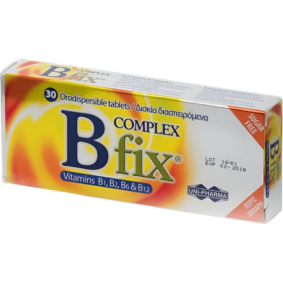 Uni-Pharma Vitamin B Complex Fix - 30 ταμπλέτες image 0