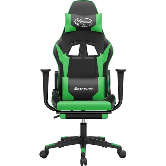 Καρέκλα Gaming VIDAXL 345460 με Υποπόδιο από Τεχνητό Δέρμα - Μαύρο image 1