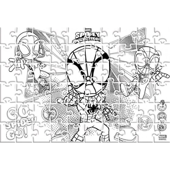 Παιδικό Παζλ Χρωματισμού 2 Όψεων Luna Toys Marvel Spidey & his Amazing Friends (60 Κομμάτια) image 1