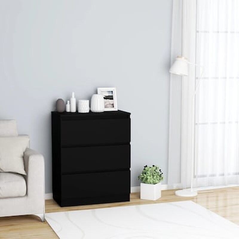 Vidaxl Συρταριέρα Μαύρη 60 X 35 X 76 Εκ. Από Μοριοσανίδα