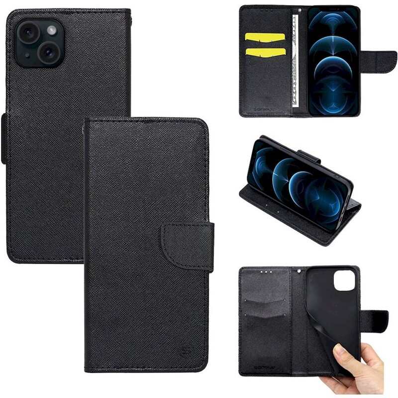 Θήκη Apple iPhone 15 Plus - Sonique Trend Book - Μαύρο