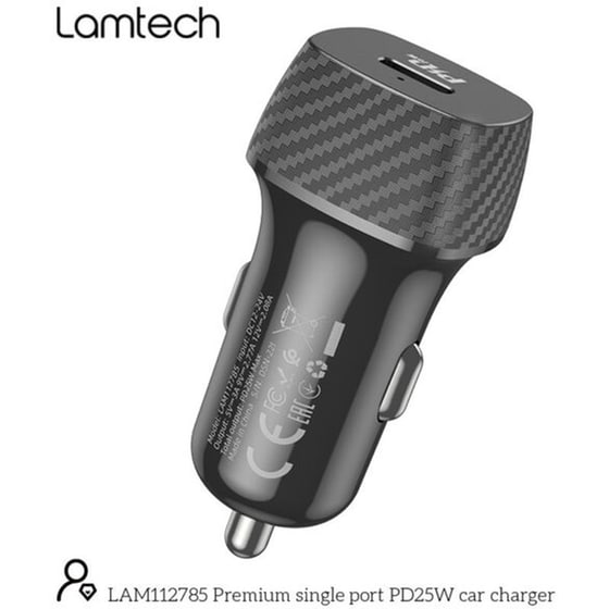 Φορτιστής Αυτοκινήτου Lamtech Premium Fast USB-C PD25W - Μαύρο image 1