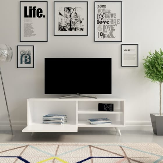 Έπιπλο Τηλεόρασης 24Mall Lega από Μοριοσανίδα 120x29.5x43.7 cm - Λευκό image 2