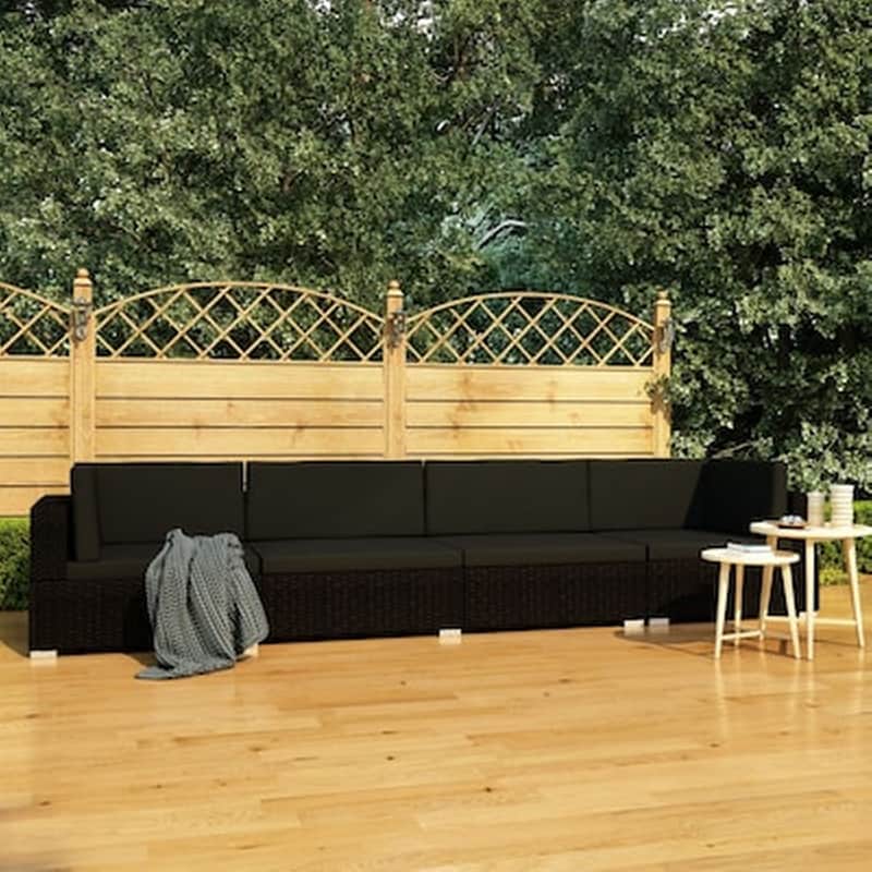 Vidaxl Σετ Καναπέ Κήπου 4 Τεμαχίων Μαύρο Συνθετικό Ρατάν Με Μαξιλάρια VIDAXL