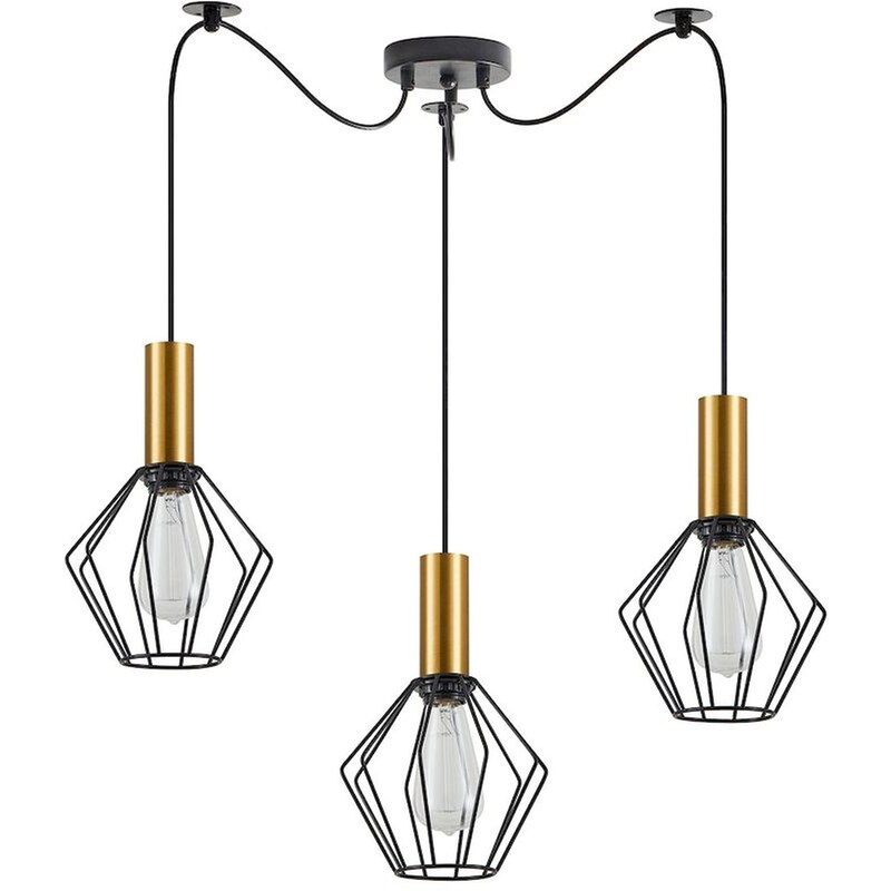 Φωτιστικό Οροφής Τρίφωτο Homelighting 77-8619 Μεταλλικό - Μαύρο/Χρυσό