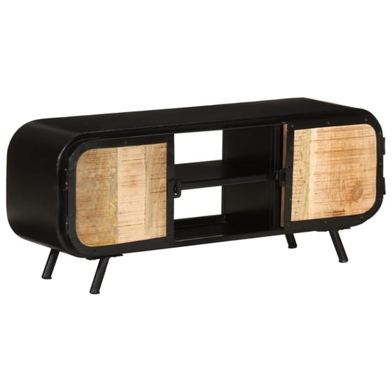 Έπιπλο Τηλεόρασης  VidaXL από Ξύλο Μάνγκο  110x30x45 cm - Mαύρο image 12