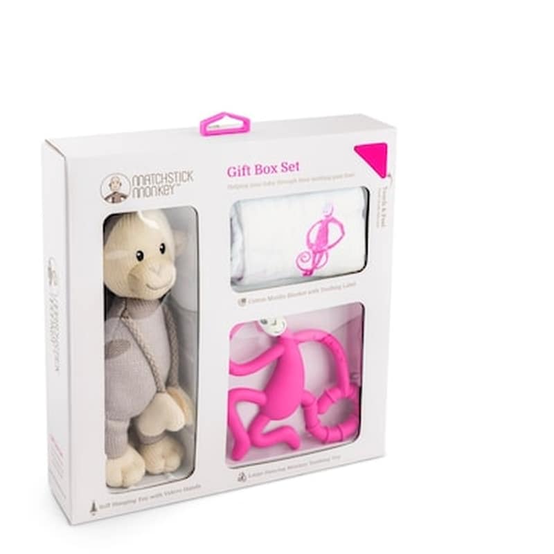 MATCHSTICK MONKEY Matchstick Monkey Teething Gift Set Teething Gift Set - Pink 241503