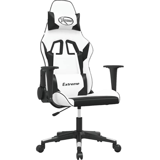 Καρέκλα Gaming VIDAXL 345455 με Ρυθμιζόμενα Μπράτσα από Τεχνητό Δέρμα - Λευκό / Μαύρο image 0