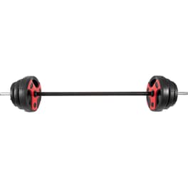 Body Pump Μπάρα Amila 95150 25mmx140cm 19kg Κούφια από Ατσάλι με 6 Δίσκους Βαρών και Κολάρα με Λαστιχένια Λαβή