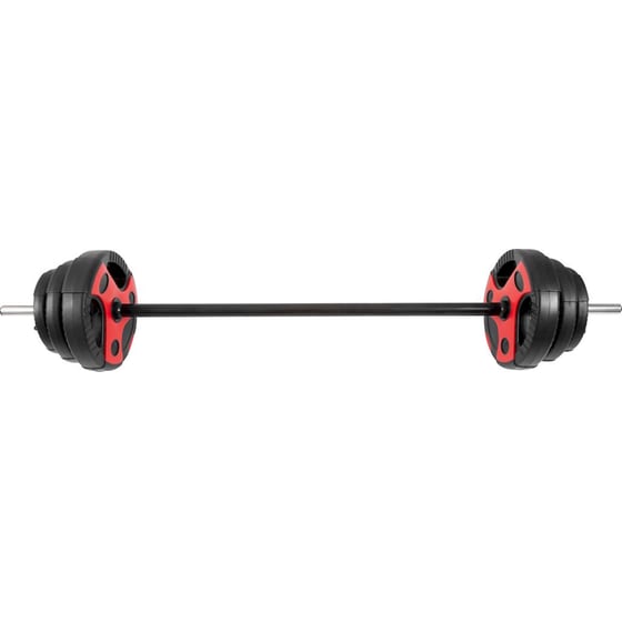 Body Pump Μπάρα Amila 95150 25mmx140cm 19kg Κούφια από Ατσάλι με 6 Δίσκους Βαρών και Κολάρα με Λαστιχένια Λαβή image 0