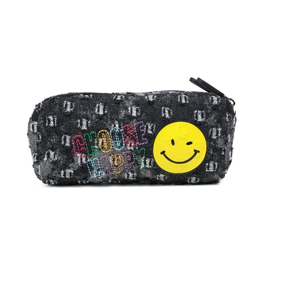 Κασετίνα Διπλή Lycsac Βαρελάκι Jeans Μαύρη image 2