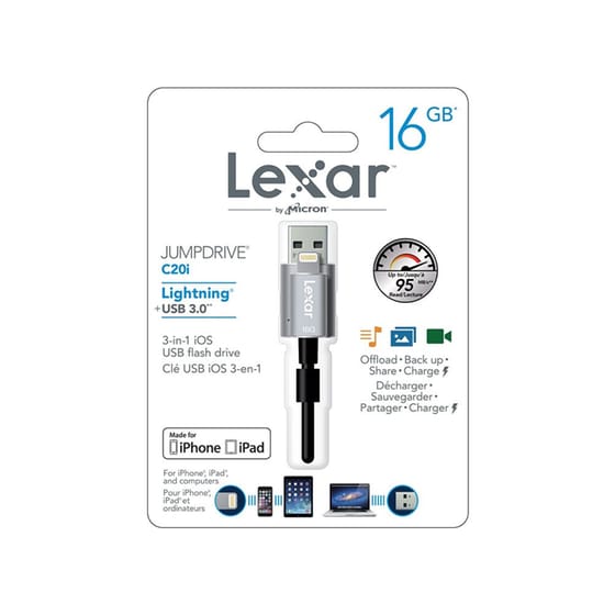 USB / Apple Lightning Stick Lexar JumpDrive C20i 16GB image 1
