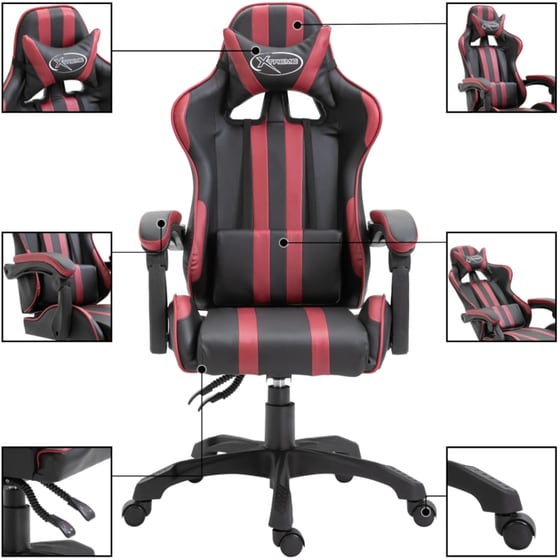 Καρέκλα Gaming VidaXL από Τεχνητό Δέρμα - Μαύρη/Μπορντό image 2