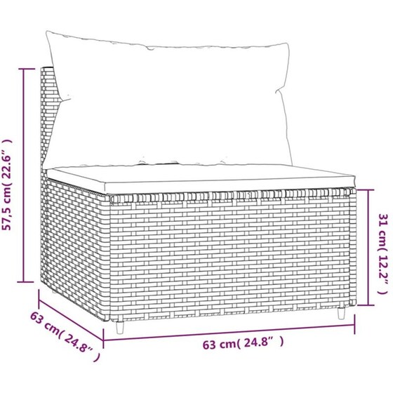 Καναπέδες Κήπου VidaXL με Μαξιλάρια από Συνθετικό Ρατάν 63x63x57.5 cm - Γκρι/Μπλε image 6