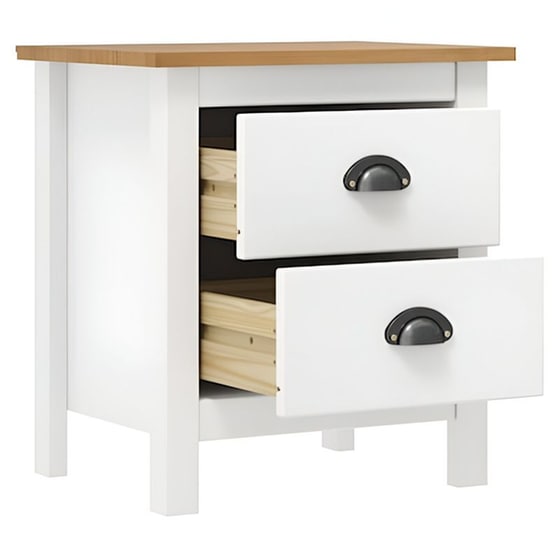 Κομοδίνο Vidaxl Από Μασίφ Ξύλο Πεύκου 46x35x49.5 cm - Λευκό image 1