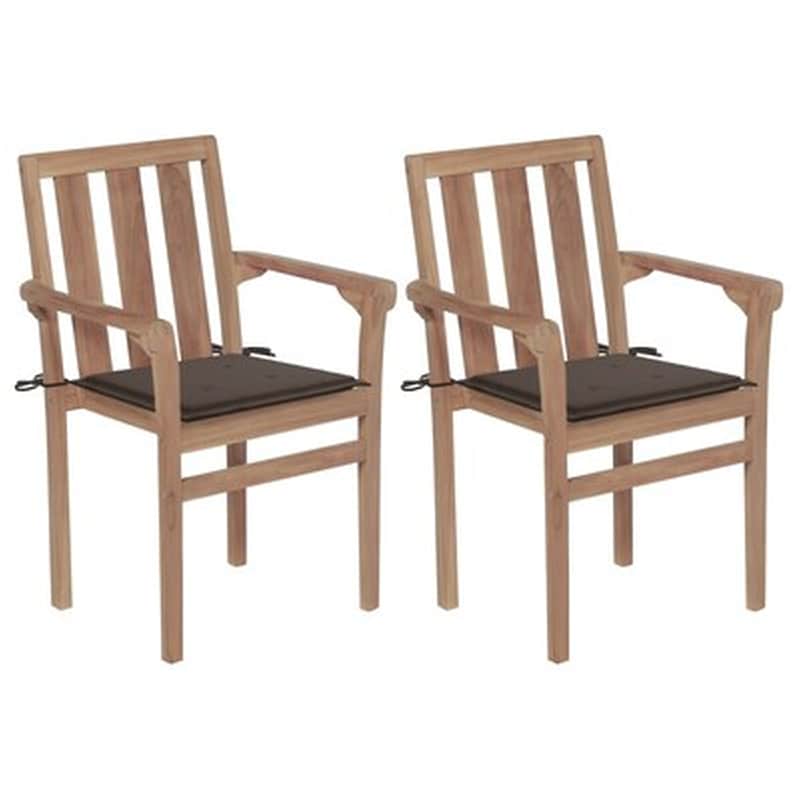 Vidaxl Καρέκλες Κήπου 2 Τεμ. Από Μασίφ Ξύλο Teak Με Taupe Μαξιλάρια