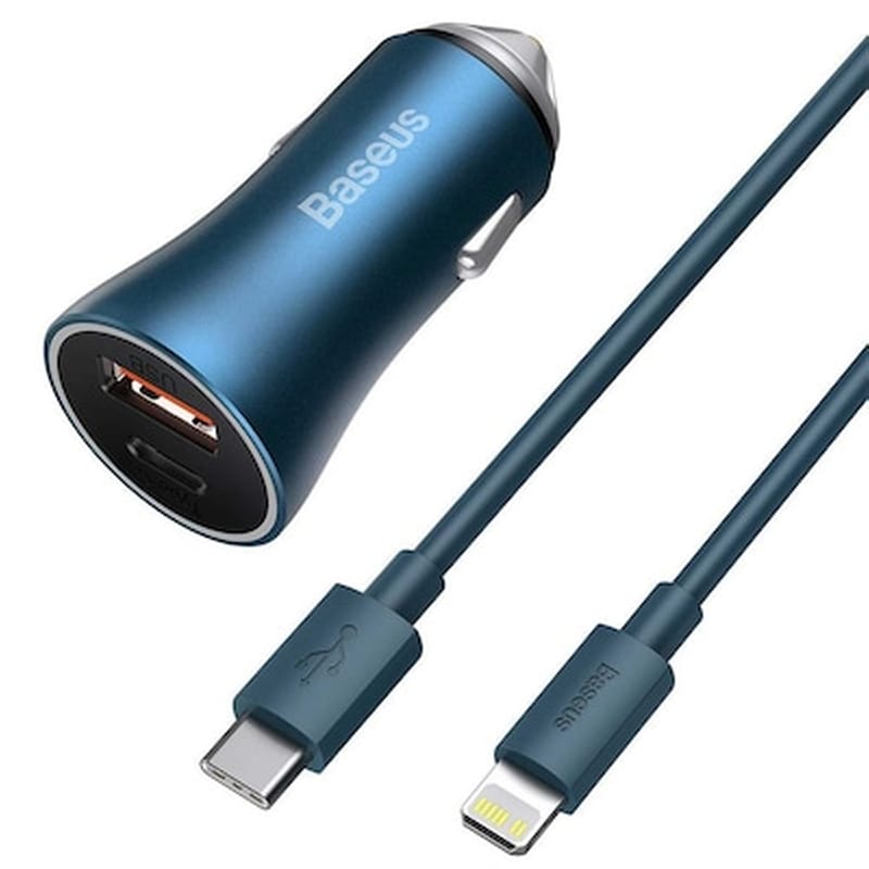 Φορτιστής Αυτοκινήτου Baseus Contactor Pro Usb+usb-c Με Καλώδιο - Μπλέ