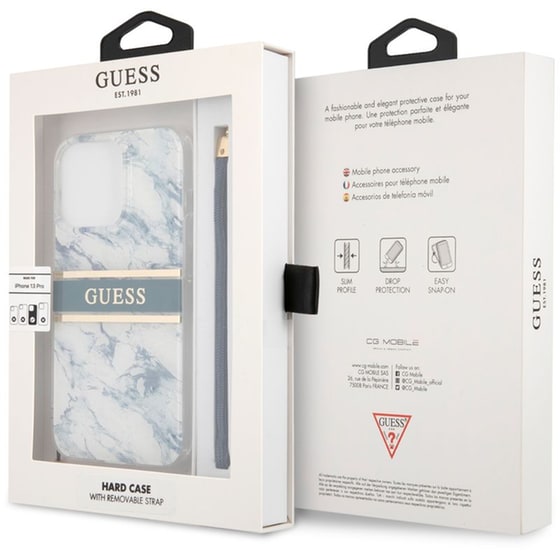 Θήκη Apple iPhone 13 Pro - Guess Marble Collection Printed Stripe - Μπλε/Λευκό image 3