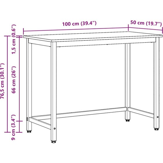 Τραπέζι VidaXL 100x50x76,5 cm - Γκρι Sonoma image 8