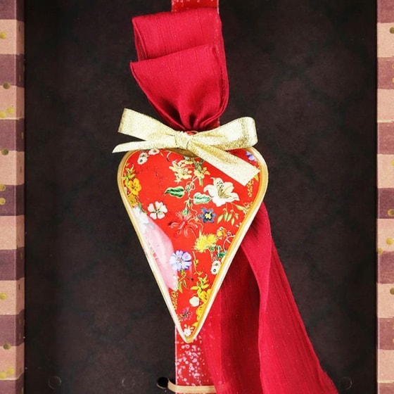 Λαμπάδα&nbsp;Synchronia&nbsp;Καρδιά&nbsp;Φλοράλ&nbsp;Κόκκινο image 2