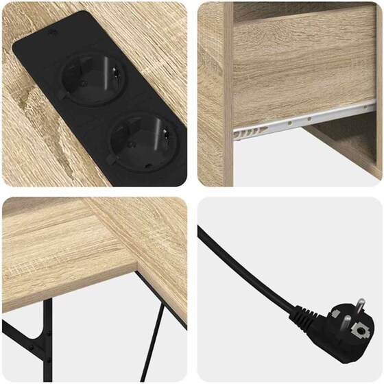 Γραφείο VidaXL από Επεξεργασμένο Ξύλο 182x101x87,5 cm - Sonoma Δρυς image 9