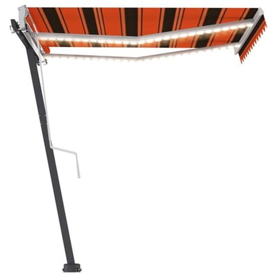 Τέντα Vidaxl Συρόμενη Χειροκίνητη με LED 300x250cm - Πορτοκαλί/Καφέ image 3