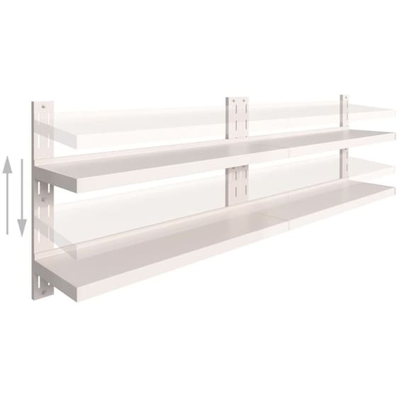 Ράφια Τοίχου VidaXL από Ανοξείδωτο Ατσάλι 240x30 cm 2 Τμχ - Ασημί/Λευκό image 6