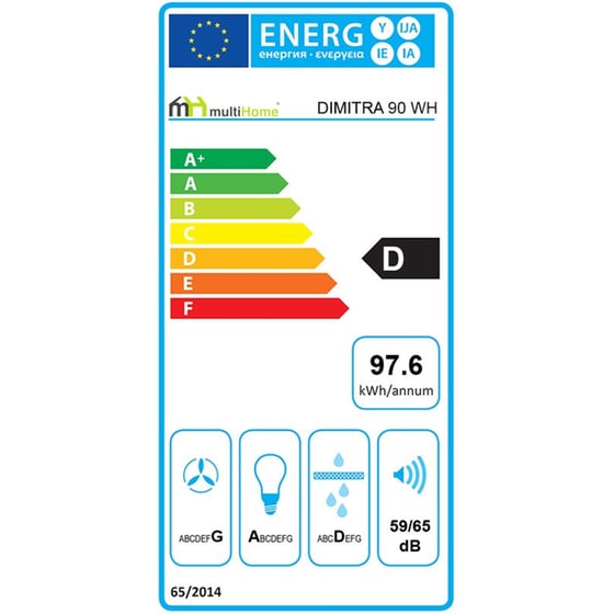 MULTIHOME DIMITRA 90WH 90 cm Λευκό Απορροφητήρας Ελεύθερος image 1