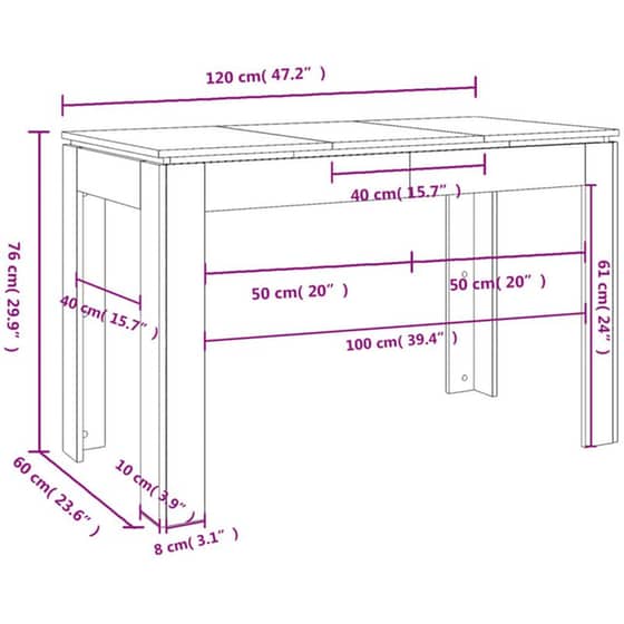 Τραπεζαρία Vidaxl από Μοριοσανίδα 120x60x76 cm - Γκρι Του Σκυροδέματος image 3