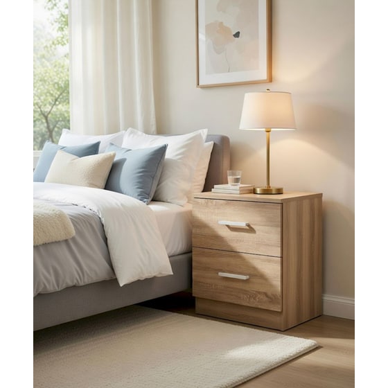 Κομοδίνο με 2 Συρτάρια Kitwood από Μορισοναδία 44x34x46.5cm - Sonoma/ Δρυς image 1