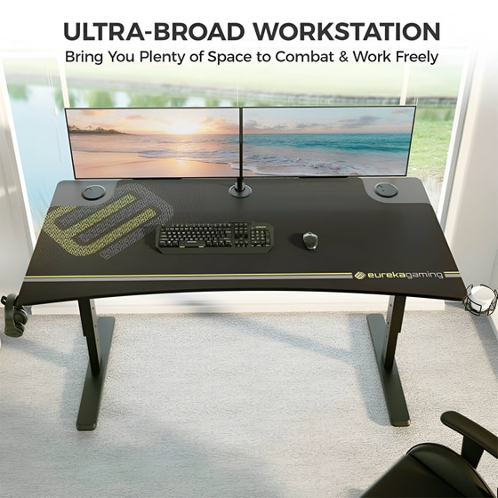 Γραφείο Gaming Eureka Ergonomic ERK-IM6301-BK από Μοριοσανίδα 160x70cm - Μαύρο image 6