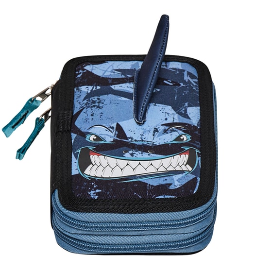 Κασετίνα Παραλληλόγραμμη Γεμάτη Coolbee Shark Διπλή Μπλε image 0