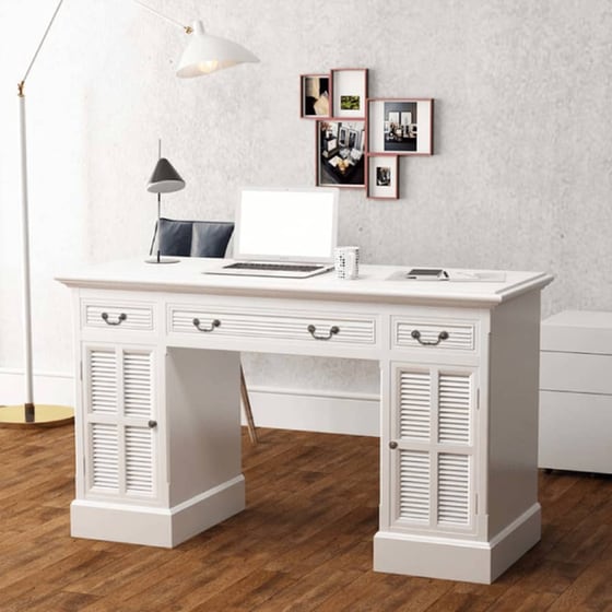 Γραφείο με Συρτάρια VidaXL από MDF 140x48cm - Λευκό image 2