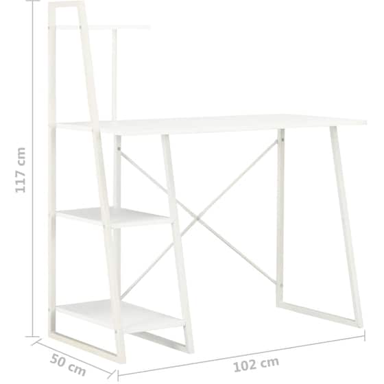 Γραφείο Βιβλιοθήκη VidaXL από Μοριοσανίδα 102x50cm - Λευκό image 6