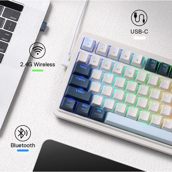 Redragon Eisa K686WB Gaming Μηχανικό Ασύρματο 2.4 GHz/Bluetooth Πληκτρολόγιο RGB Λευκό (US) image 5