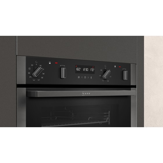 NEFF U2ACH7CG0A 71 Lt Μαύρο Εντοιχιζόμενος Διπλός Φούρνος Άνω Πάγκου image 4
