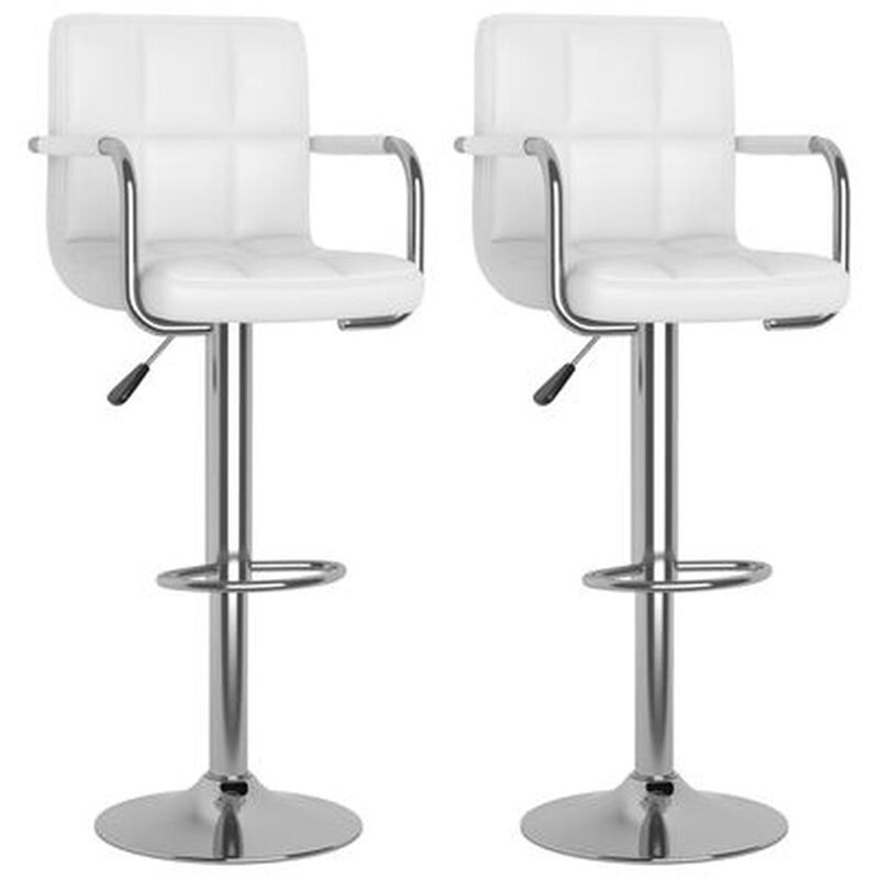 Σκαμπό Μπαρ VidaXL από Συνθετικό Δέρμα 2 Τμχ - Λευκό VIDAXL