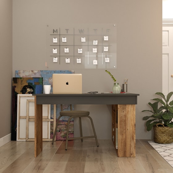 Γραφείο 24Mall Scrivere από Μοριοσανίδα 129x120x72 cm - Καφέ/Ανθρακί image 1