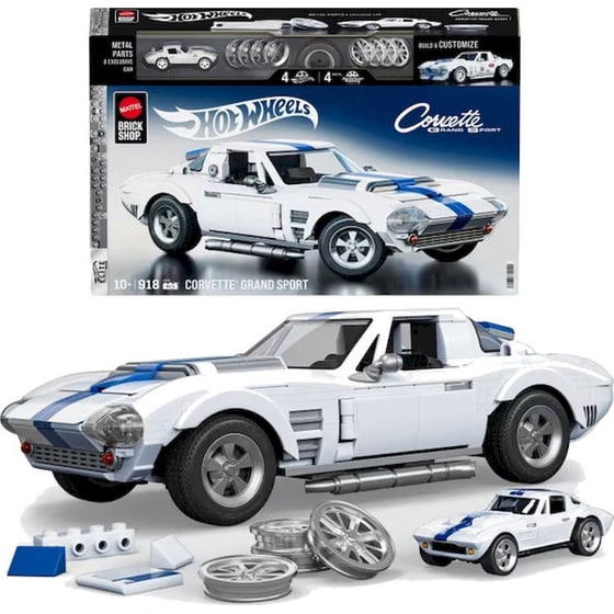 Mattel Hot Wheels Brick Shop Σετ Κατασκευής Elite Series Corvette Grand Sport 1:16 (918 Κομμάτια) (JGR31) image 0