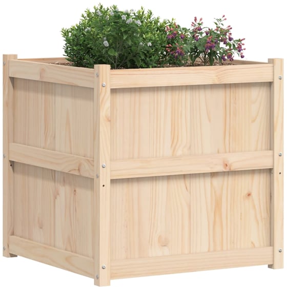 Ζαρντινιέρα VidaXL από Μασίφ Ξύλο Πεύκου 70x70cm - Μπεζ image 2
