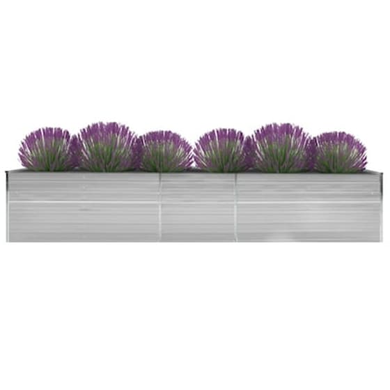 Vidaxl Ζαρντινιέρα Υπερυψωμένη Γκρι 400x80x77 Εκ. Γαλβαν. Χάλυβας image 1