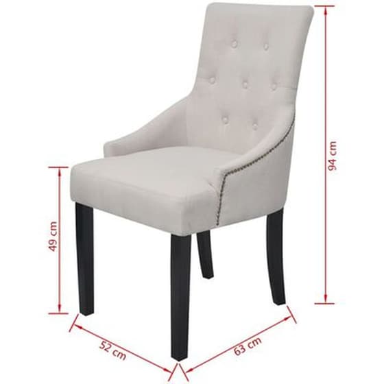 Καρέκλες Τραπεζαρίας Vidaxl Υφασμάτινες 4 Τμχ - Κρεμ image 5