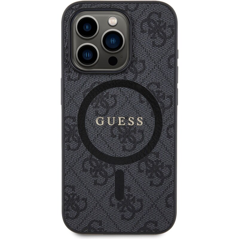 Θήκη Apple iPhone 15 Pro - Guess 4g Logo Collection Magsafe Ring Stand Hard Case - Μαύρο