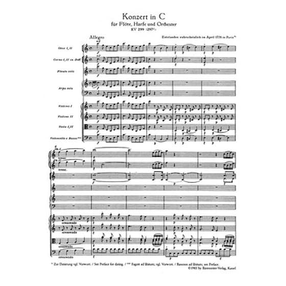 Βιβλίο Για Σύνολα Barenreiter Mozart - Concerto In C Major Kv299 [pocket Score] image 2